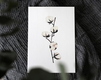 Map/poster "Cotton flowers" watercolor - A4, A5, A6