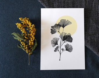 Map/poster "Ginkgo" watercolor - A4, A5, A6