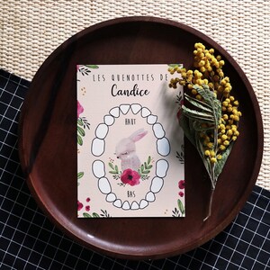 Tarjeta de quenottes personalizada - primeros dientes del bebé - conejo - acuarela - 20 cm x 14 cm - espalda