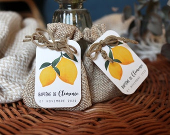 Labels for dragees or gift boxes - Lemons - birthday/baptism/babyshower/wedding - 4 cm x 6 cm