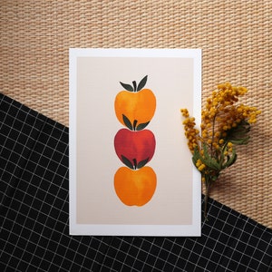 Mapa/póster "Top as three apples" acuarela - A4, A5, A6 - póster infantil - ilustración infantil