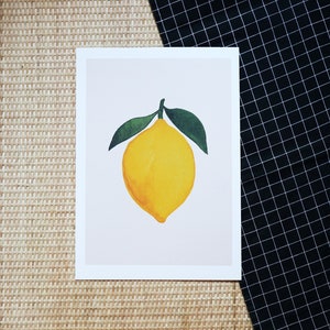 Carte/affiche "Citron" aquarelle - A4, A5, A6 - affiche enfant - illustration enfant