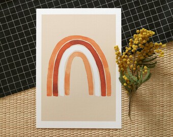 Map/poster "Rainbow" watercolor - A4, A5, A6 - terracotta - child poster - child illustration