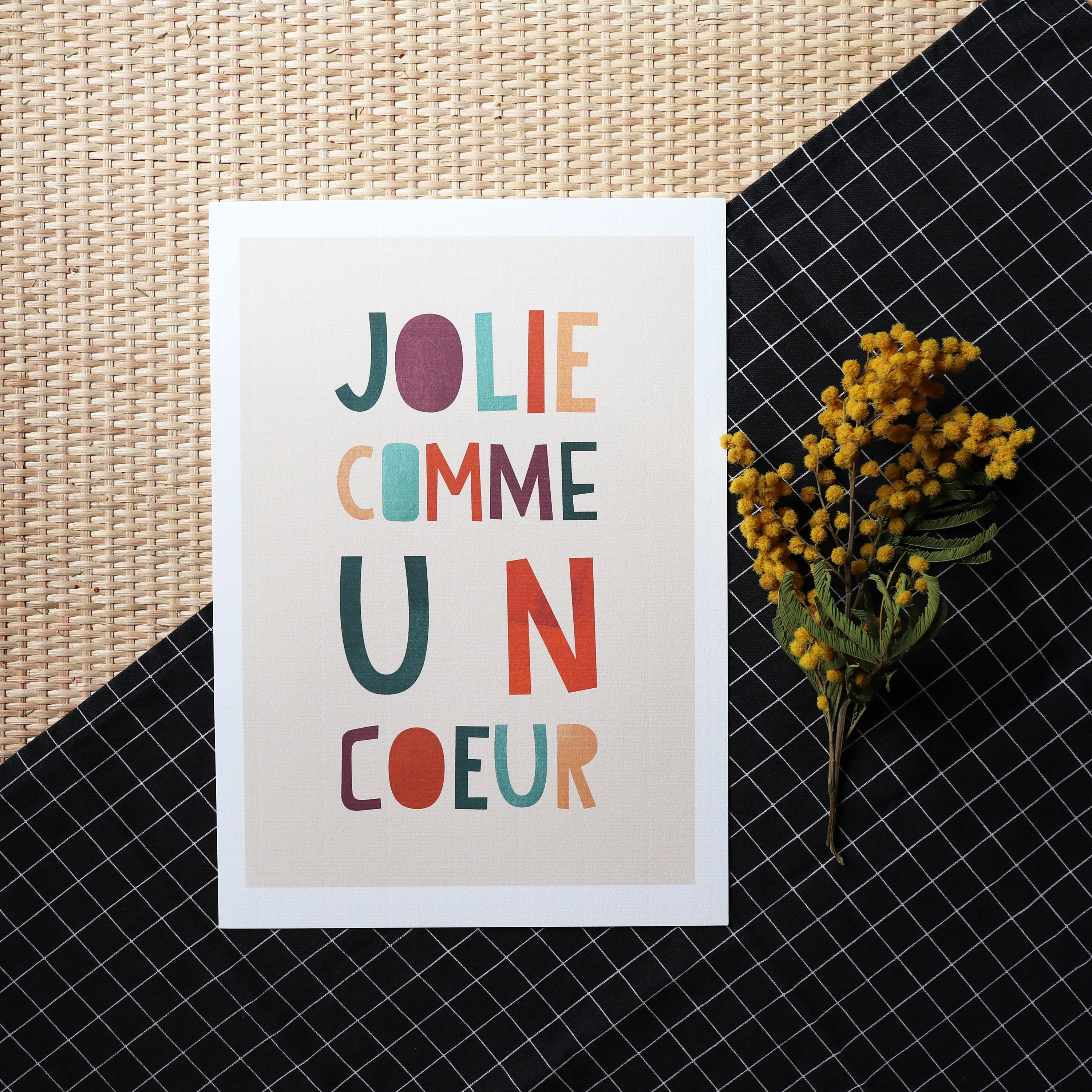 Carte/Affiche Jolie Comme Un Coeur/Joli Coeur Aquarelle - A4
