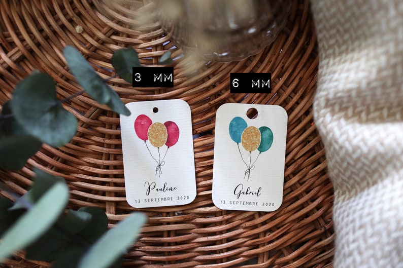 Labels for dredged boxes or gifts balloons birthday / baptism / babyshower / wedding watercolor 4 cm x 6 cm image 4