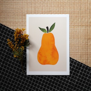 Carte/affiche "Une poire" aquarelle - A4, A5, A6 - affiche enfant - illustration enfant