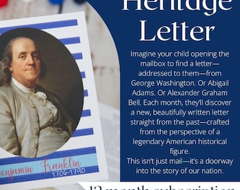 US History Letter Subscription for Kids, History Subscription for Adults, Gift for History Buffs