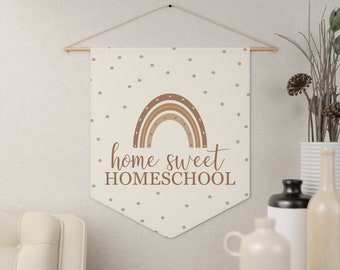 Home Sweet Homeschool neutrales Wand-Wimpel Back to Homeschool Decor Gemütliche Homeschool Klassenzimmer-Dekor-Homeschool Mom Geschenk Homeschool-Dekor
