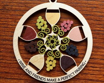 Wine and Friends Ornament - Christmas Ornament