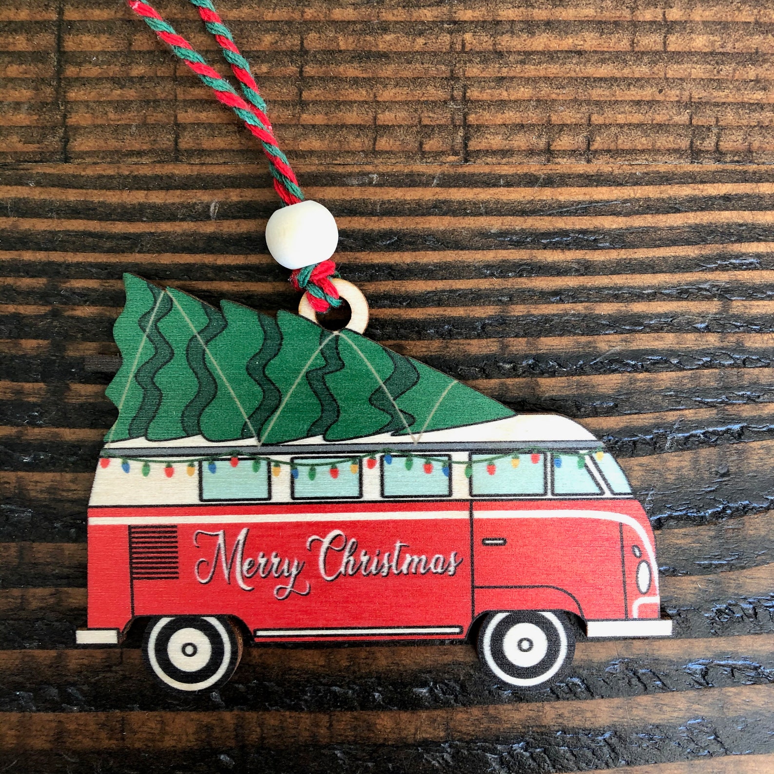 Camper Van Christmas Ornament tree on roof vintage camper  Etsy