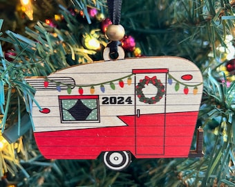 2024 Festive Camping Trailer Christmas Ornament - vintage camper