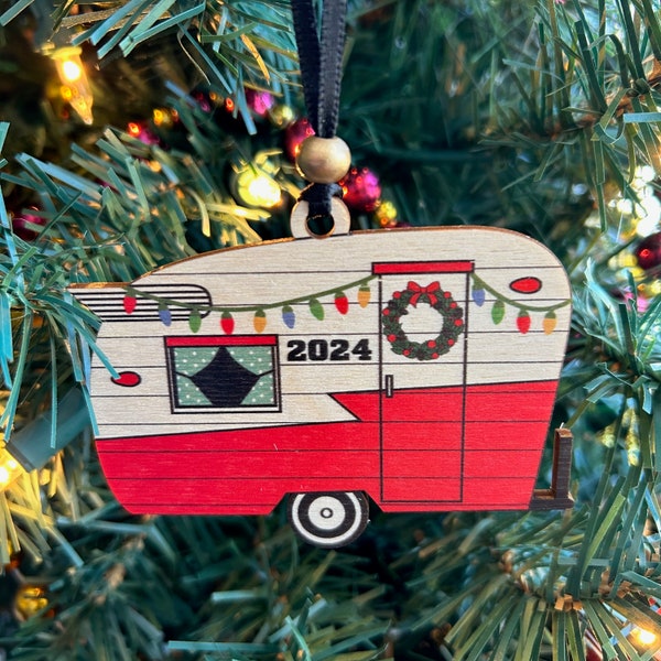 2024 Festive Camping Trailer Christmas Ornament - vintage camper