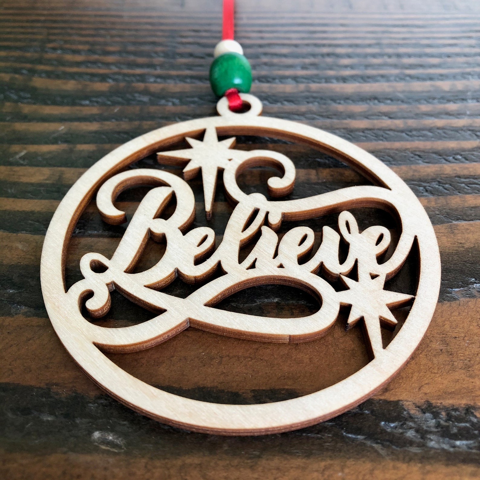 Believe Christmas Ornament Wood Ornament Etsy