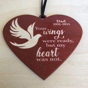 Cuore ricordo commemorativo - Decorazione natalizia - nome/data personalizzati - Le tue ali erano pronte ma il mio cuore no