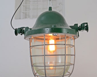 Lampe à suspension industrielle - Aluminium Verre Acier