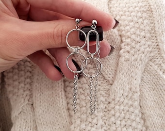 Asymmetrical Earrings, Aesthetic Earrings, Kpop earrings, BTS Gifts, Handmade Jewelry, Non Tarnish Jewelry