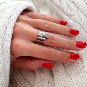 Chunky Rings, Thick Silver Ring, Large Statement Ring, Charm Ring, Open Cuff Ring, Tarnish Free Ring, Wide Silver Ring, Cool Rings