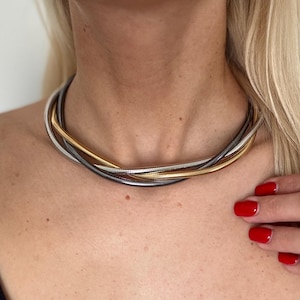 Mixed Metal Jewelry, Chunky Chain Necklace, Metal Choker, Maximalist Jewelry, Non Tarnish Jewelry