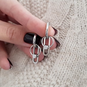 Huggie Earrings With Charm, Titanium Earrings, Small Hoops, BTS Charms, Huggies, Cool Earrings, Mismatched Earrings, Waterproof Earrings
