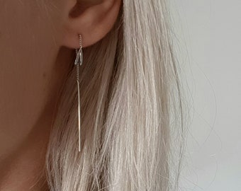 Threader Chain Earrings, Sterling Silver Threader Earrings, Dainty Minimalist Ear Threader, Hypoallergenic