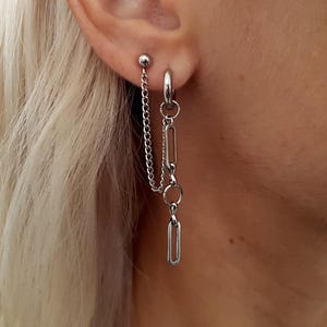 BTS Earrings, Waterproof Kpop Earrings, Korean Earrings, Double Piercing Earring, Cartilage Chain, Cartilage Piercing, Hypoallergenic