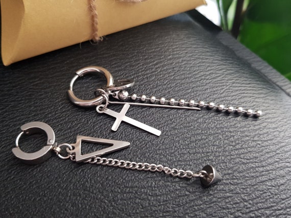BTS Earrings, Kpop earrings, Korean Earrings, Asymmetrical Earrings, Korean Fashion, Silver Chain Earrings, Abstract Earrings,Hypoallergenic