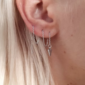 Threader Earrings, Spike Earrings, Double Piercing Earring, Threader, Delicate Earrings, Waterproof Earrings