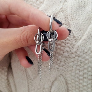 Brincos assimétricos, joias à prova d'água, presentes de K-pop, produtos do BTS, brincos coreanos, brincos de argola, brincos estilosos, joias que não mancham