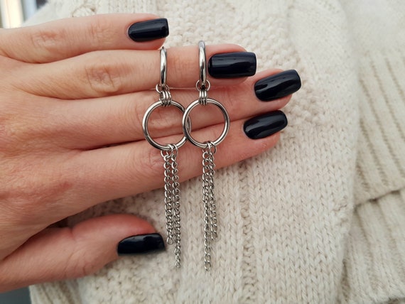 Large Hoop Earrings, Mismatched Earrings, Huggies, Asymmetric Earrings, bts Earrings, Korean Earrings, Waterproof Earrings