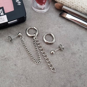 3 Pcs/Set, Asymmetrical Earrings, BTS Earrings, Kpop Earrings, Double Piercing Earrings, Rook Piercing Earrings, Hypoallergenic