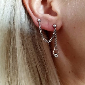 Orecchini BTS, orecchini Kpop, orecchini coreani, orecchini a doppio piercing, catena per cartilagine, piercing per cartilagine, ipoallergenici