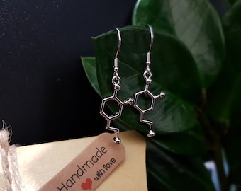 Science Earrings, Dopamine Earrings, Science Jewelry, Molecule Earrings, Hypoallergenic Earrings