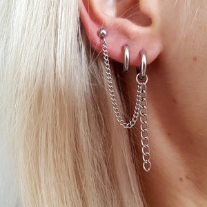 Boucles d'oreilles asymétriques, Boucles d'oreilles Kpop, Boucle d'oreille double piercing, Chaîne du cartilage, Piercing du cartilage, Boucles d'oreilles dépareillées, Hypoallergénique
