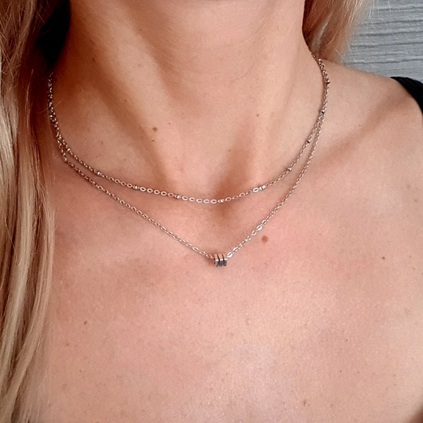 Ensemble de colliers superposés, collier imperméable, tour de cou en perles, collier esthétique qui ne ternit pas, collier minimaliste Caitlyn en argent réglable