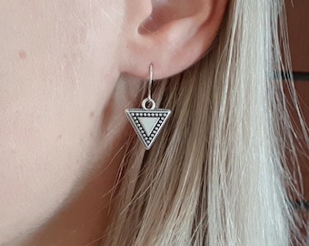 Celtic Earrings, Irish Jewelry, Silver Triangle Earrings, Stylish Earrings, Boho Style Silver Earrings, Spike Earrings, Hypoallergenic