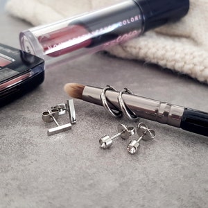 Oorbellen zilver, meerdere piercingsset, staafoorbellen, Huggies, studs zirkonia, niet-overeenkomende oorbellenset, hypoallergeen