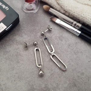 Aesthetic Asymmetric Earrings, Kpop Korean Earrings, Trendy Mismatched Earrings, Silver Geometric Earrings, Waterproof, Hypoallergenic