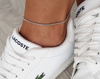 Minimalistiskt silverfotlänk, fotledsarmband, kedjefotlänk, justerbart tunt fotlänk för kvinnor, boho fotlänk, elegant fotlänk, enkel sommarfotlänk