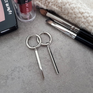 Simple Vertical Bar Earrings, Minimal Bar Drop Earrings, Square Bar Long Earrings, Kpop BTS Rock Punk Korean Earrings, Hypoallergenic
