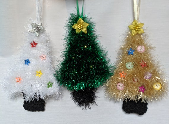 Hand Knitted Hanging Christmas Tree Decorations With Etsy