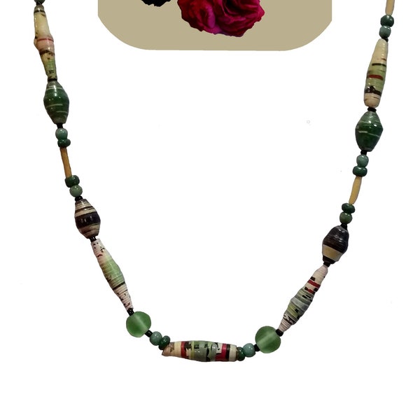 VERDANT:  Earthy Necklace, Natural Materials, Nature Green, Unusual Beads, Eco-Friendly, Nature Friendly