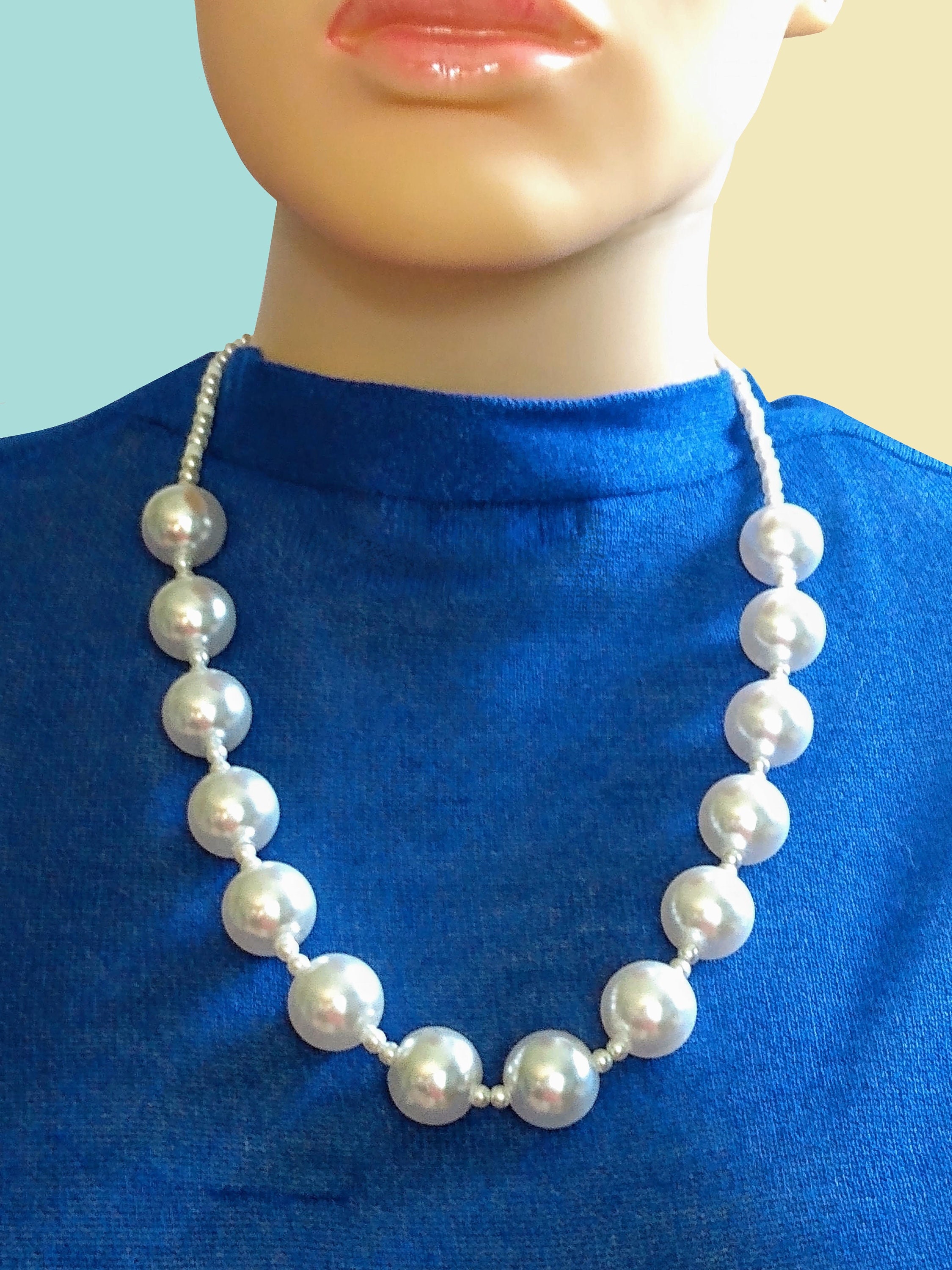 Pearlbead Necklace Large White Pearls Classic Pearl Etsy