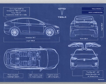 Tesla Model 3 Blueprint poster