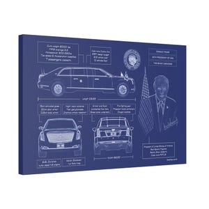 Limusina Trump Cadillac One The Beast en lona azul lista para exhibir/regalo para entusiastas republicanos de Cadillac/regalo patriota conservador imagen 1