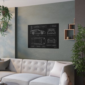 Porsche GT3 RS Print in Black | 2018 - 2019 | Non Framed Car Wall Art | Car Enthusiast Gift 210 GSM Paper