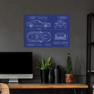 Jaguar F-TYPE S 2013–2019 Blueprint Metal Poster – Luxury Sports Car Wall Art, Personalized Gift for Car Lovers, Doctors & Entrepreneurs image 5