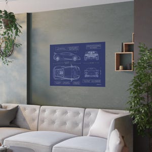 Huracan Performante Print in Blue | Non Framed Personalized Car Wall Art | Lamborghini Car Enthusiast Gift 210 GSM Paper
