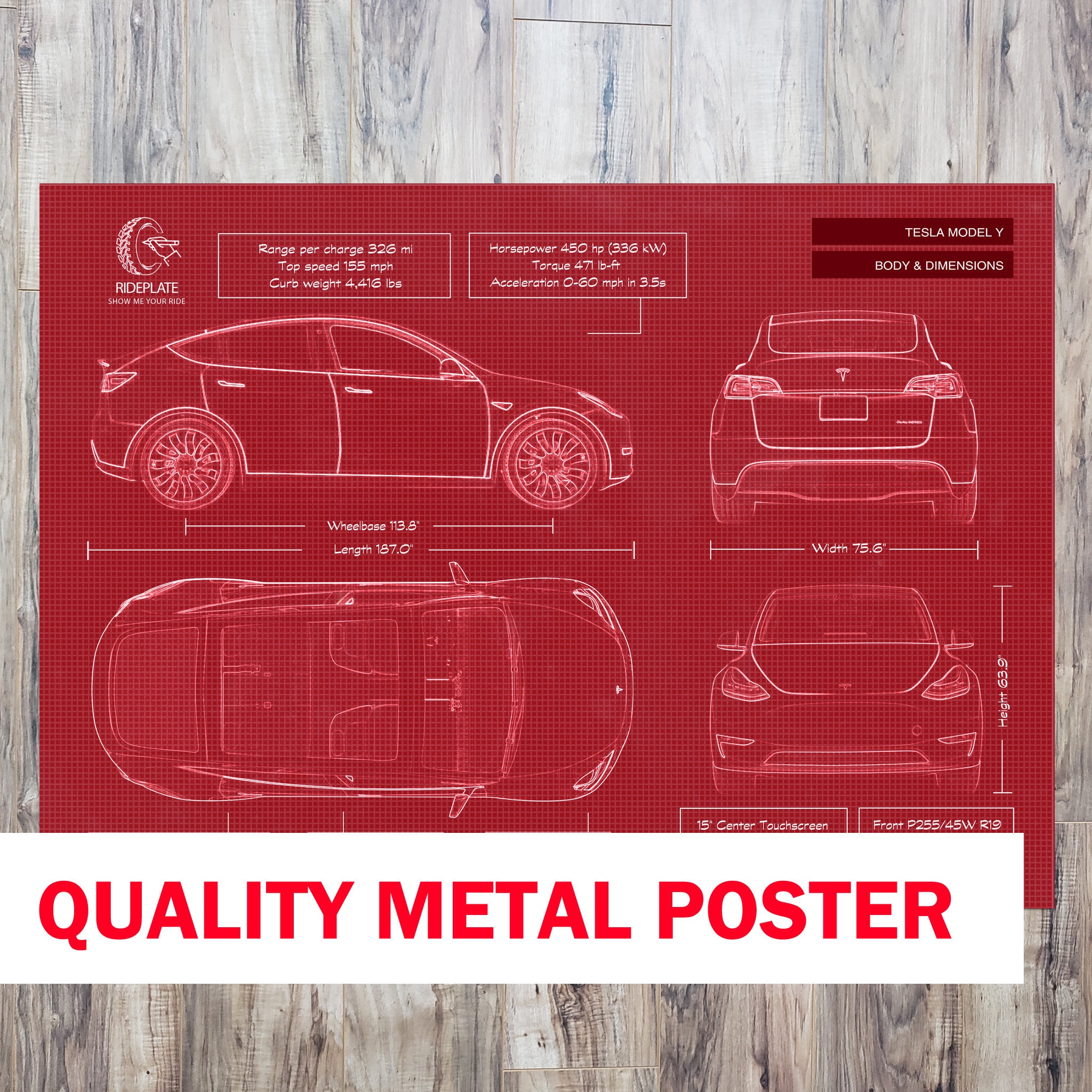 Tesla Model Y Poster Gift 2020 2023 Blueprint Metal Poster Art Car  Enthusiast Gift Metal Wall Art Tesla Gifts Garage Decor - .de