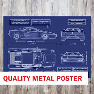 Ferrari La Ferrari Digital Blueprint Poster | Car Enthusiast Ferrari La Ferrari Digital Blueprint Poster | Car Enthusiast