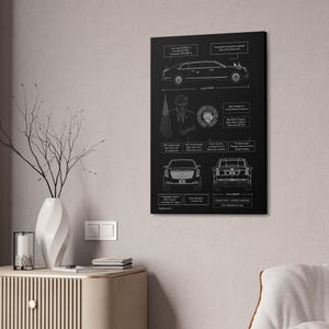 Donald Trump - The Beast Limousine Canvas in Black | Republican Gift for Him | Automotive Trump Wall Art | MAGA Cadillac Car Enthusiast Gift image 3